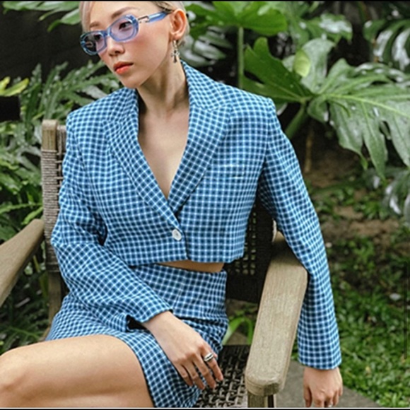 Zara Jackets & Coats Zara Plaid Coord Set Cropped Blazer Skirt